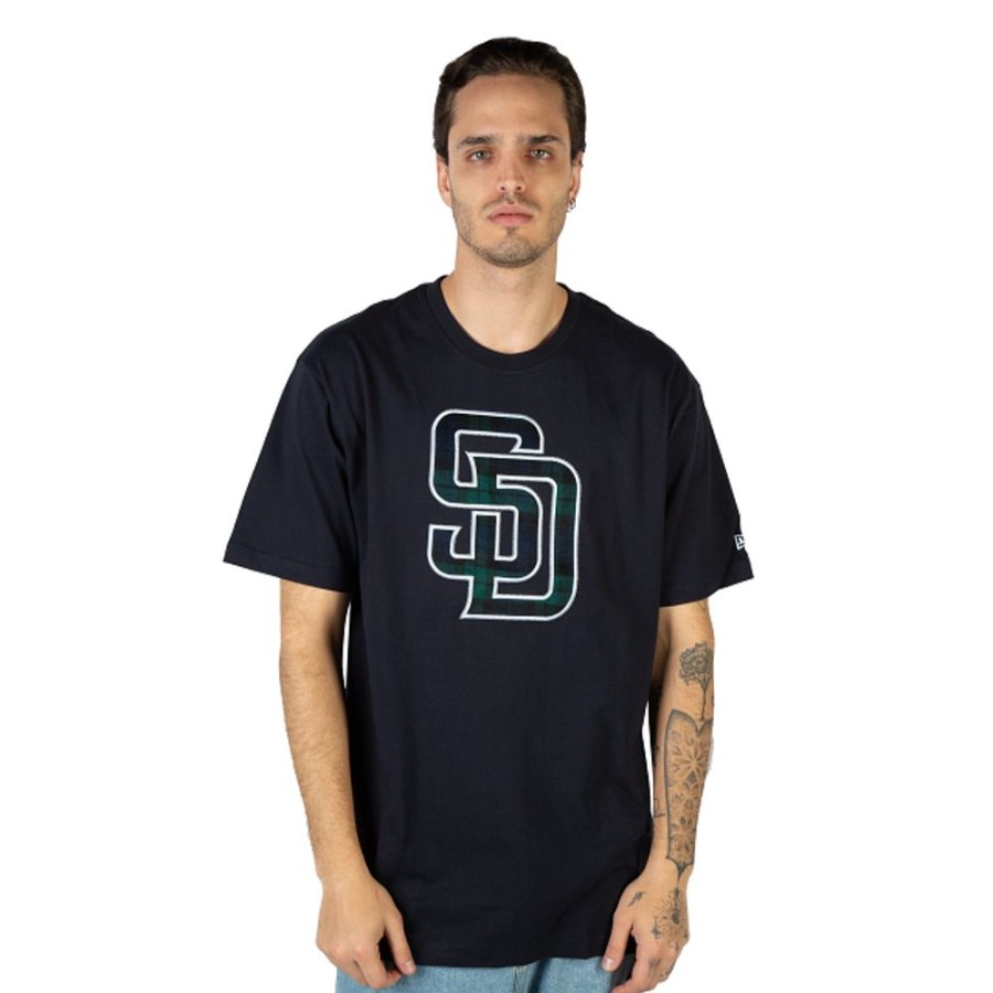 Clothes New Era | San Diego Padres Mlb Black Watch Tartan Short Sleeve T-Shirt