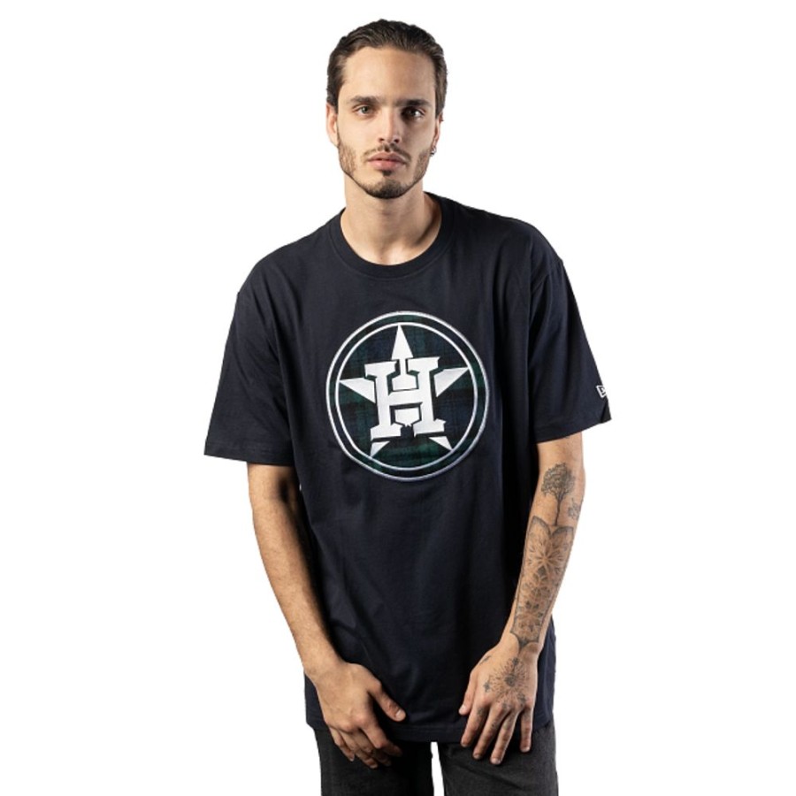 Clothes New Era | Houston Astros Mlb Black Watch Tartan Short Sleeve T-Shirt