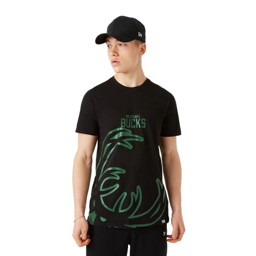 Clothes New Era | Milwaukee Bucks Nba Enlarged Logo Short Sleeve T-Shirt