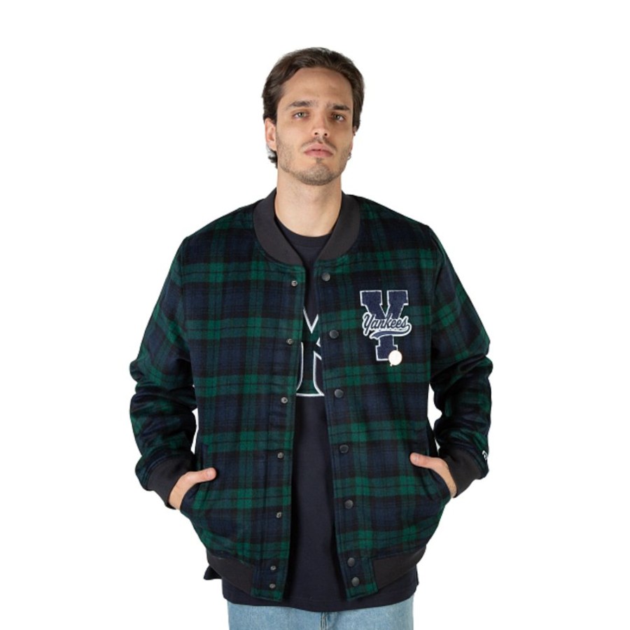 Clothes New Era | New York Yankees Mlb Black Watch Tartan Jacket