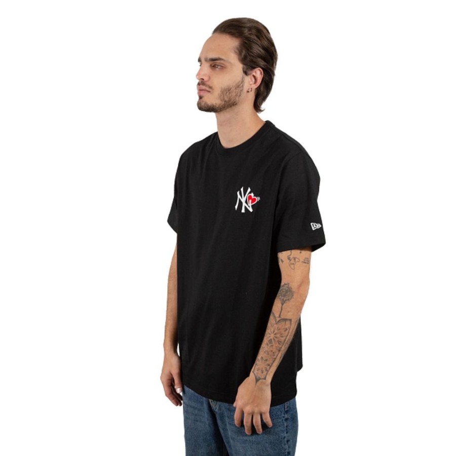 Clothes New Era | New York Yankees Valentine Short Sleeve T-Shirt - With Heart Black