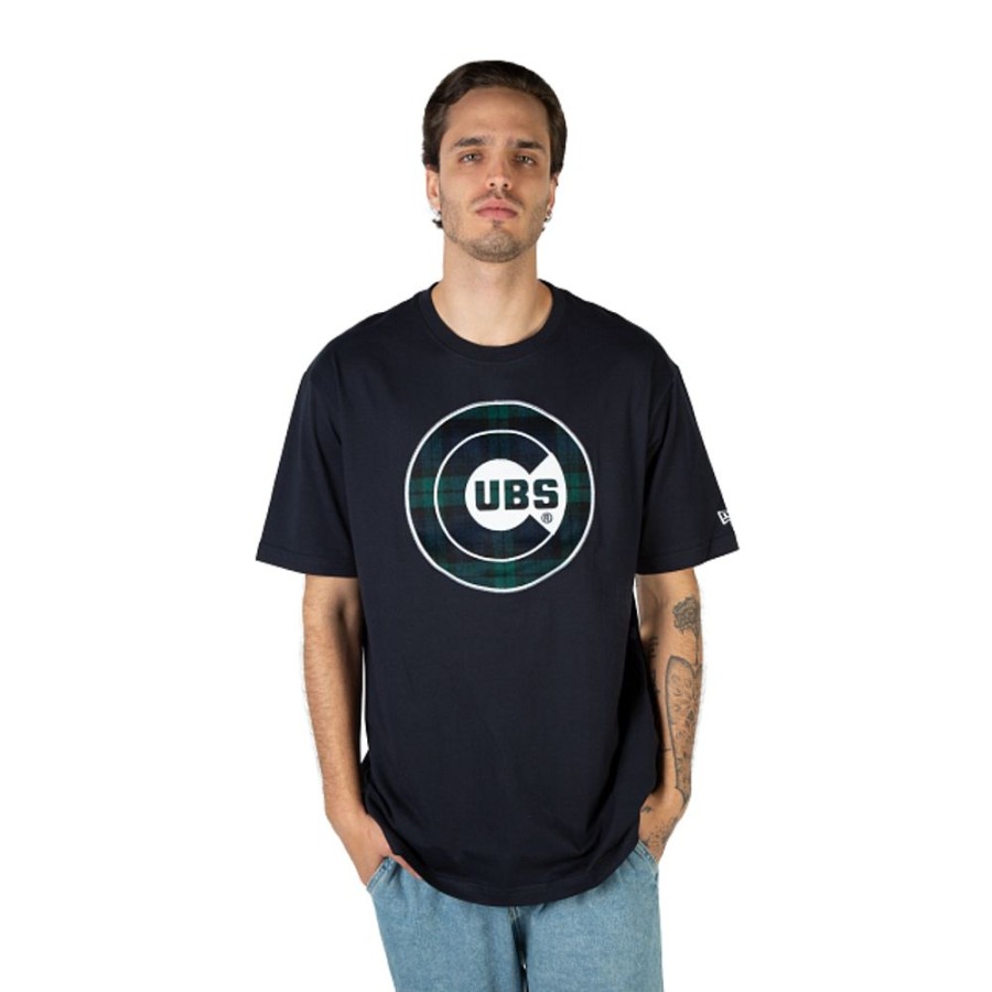 Clothes New Era | Chicago Cubs Mlb Black Watch Tartan Short Sleeve T-Shirt