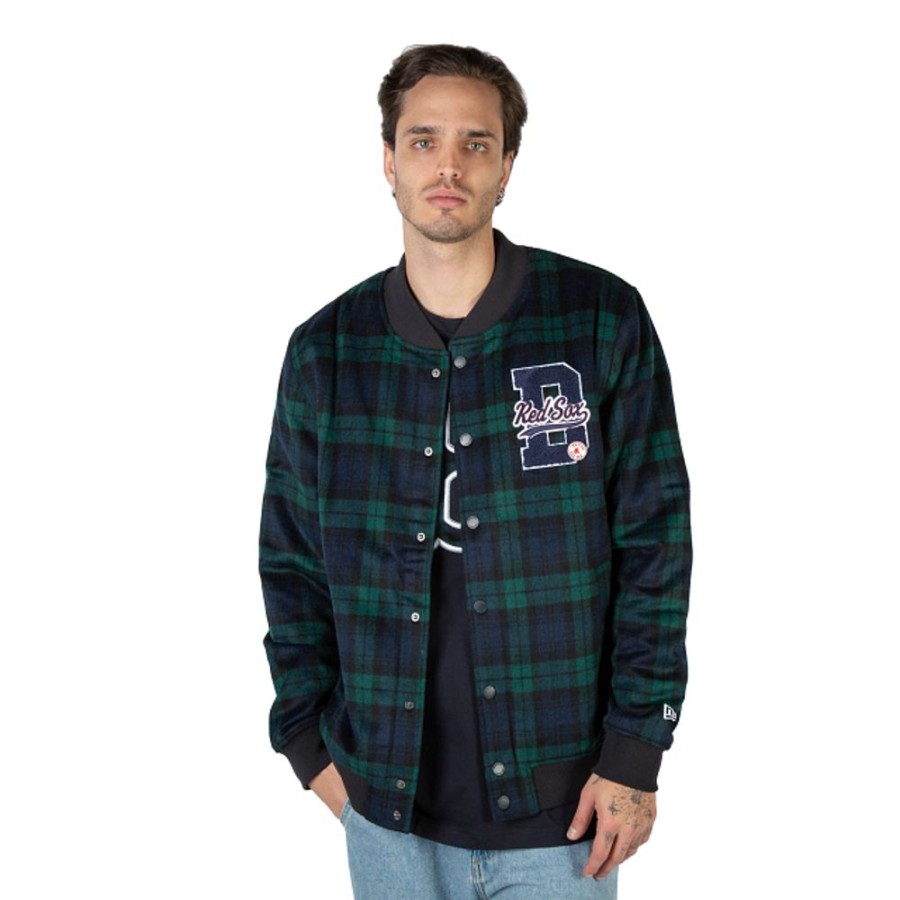 Clothes New Era | Boston Red Sox Mlb Black Watch Tartan Jacket