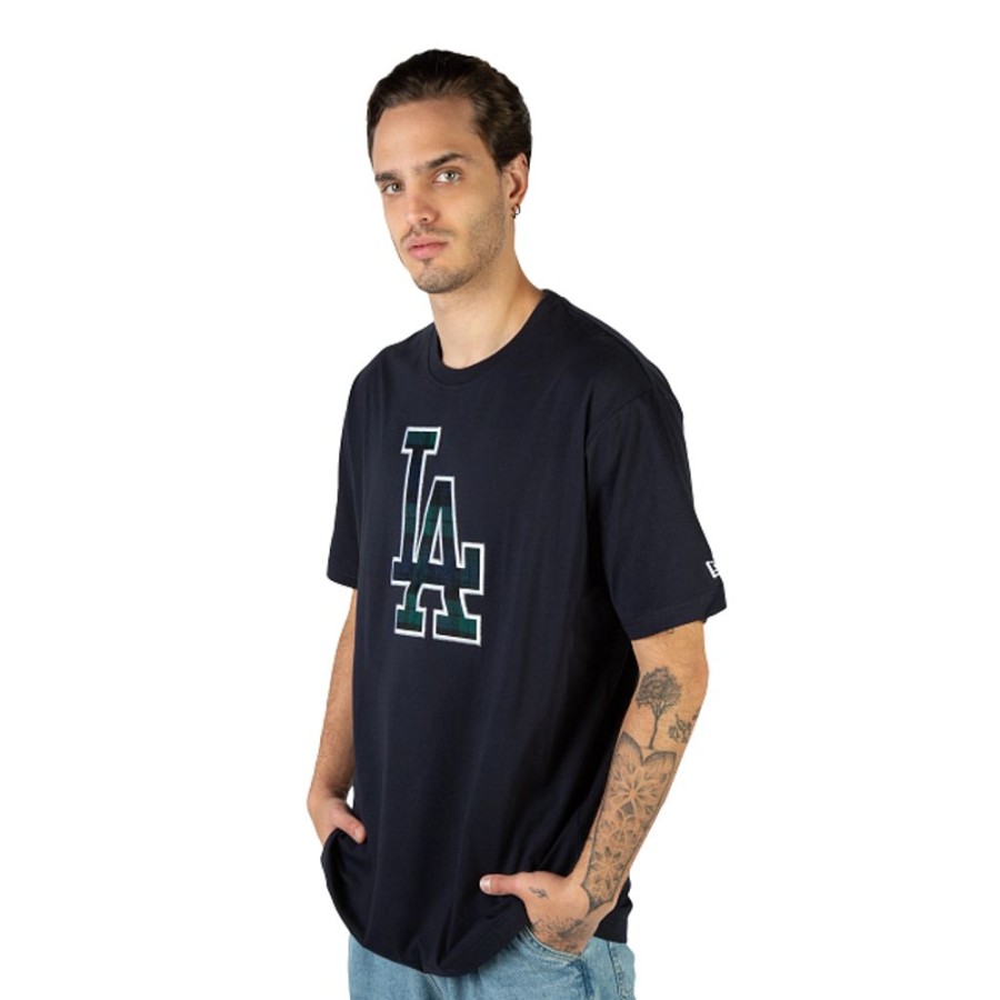 Clothes New Era | Los Angeles Dodgers Mlb Black Watch Tartan Short Sleeve T-Shirt